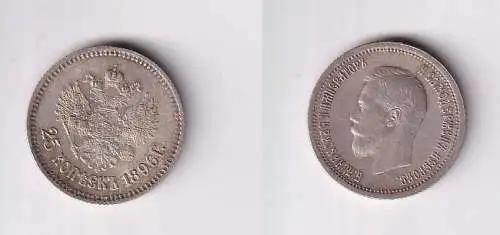 25 Kopeken Silber Münze Russland 1896 vz/Stgl. (107620)