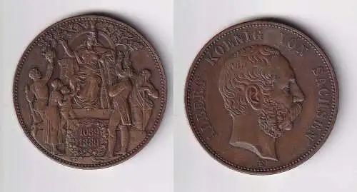 Bronze Medaille in 5-Markgröße 1889 Zur 800-Jahr-Feier Haus Wettin J 123(106768)