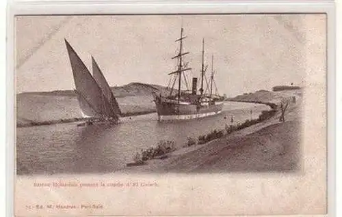 59107 Ak Port Said Ägypten Bateau Holandaispassant la courbe d´El Guisch um 1910