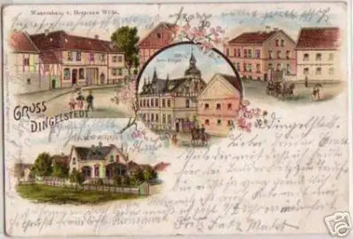 15311 Ak Lithographie Gruss aus Dingelstedt 1908