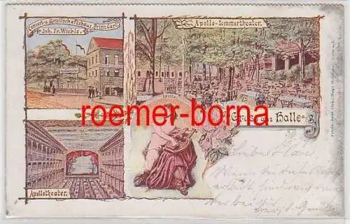 76381 Ak Lithographie Gruß aus Halle an der Saale Apollotheater 1899