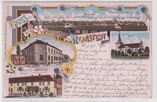 98611 Ak Lithographie Gruß aus Reinstedt Restaurant, Rittergut usw. 1905