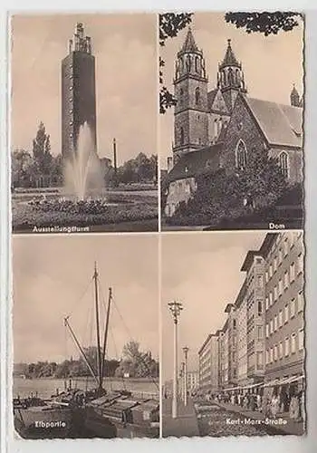 58381 Ak Magdeburg Ausstellungsturm, Dom, Elbpartie, Karl Marx Straße 1961