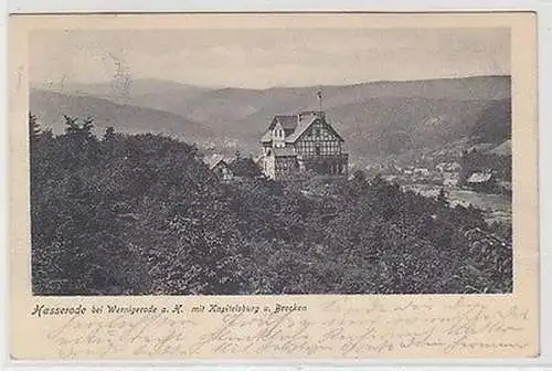 66179 Ak Hasserode bei Wernigerode mit Kapitelsburg und Brocken 1904