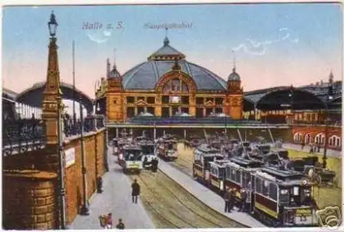 18159 Ak Halle an der Saale Hauptbahnhof um 1920