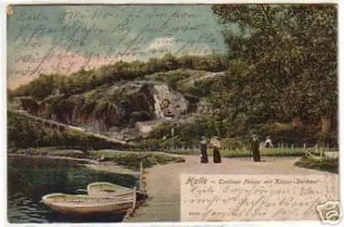 09574 Ak Halle Trothaer Felsen mit Kaiser Denkmal 1904