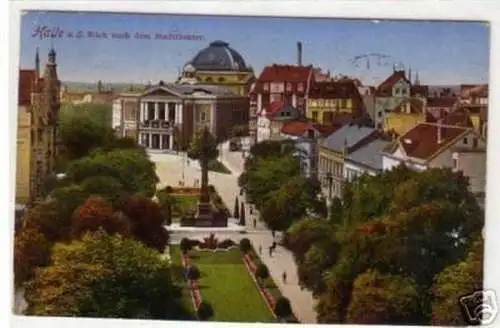 06630 Ak Halle Blick nach dem Stadttheater 1913