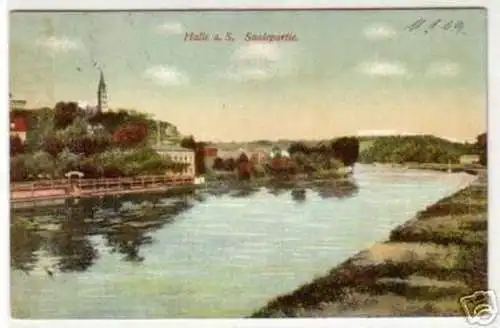 09006 Ak Halle an der Saale Saalepartie 1909