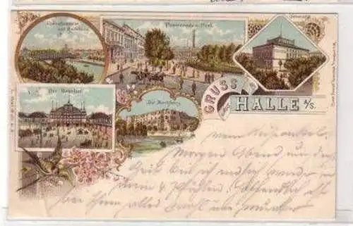 48158 Ak Lithographie Gruß aus Halle an der Saale 1898