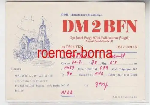 72879 QSL Karte Funker Funkamateur DDR Falkenstein Vogtl. Rathaus 1970