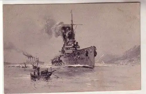 59064 Künstler Ak S.M. Panzerkreuzer Göben und Breslau vor Messina um 1915