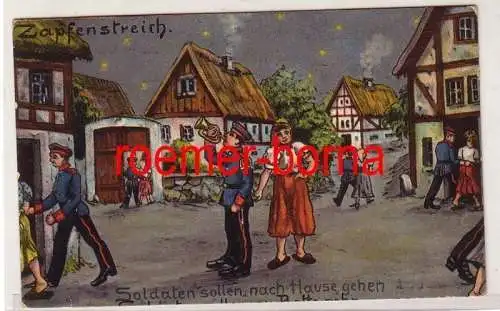 79571 Künstler Ak Militär Humor 'Zapfenstreich' 1912