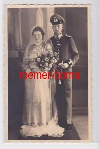 83127 Hochzeitsfoto Ak Feldwebel des Heer Leipzig Lindenau um 1940