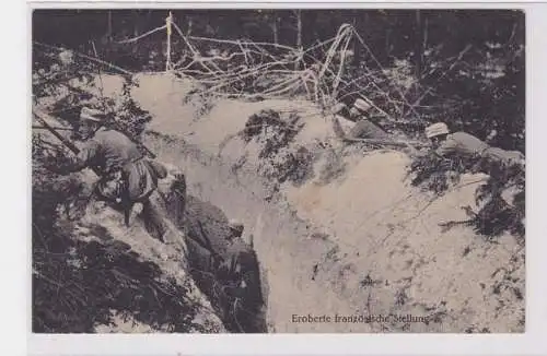 76454 Feldpost AK Eroberte französische Stellung, Schützengraben, Stellungskrieg