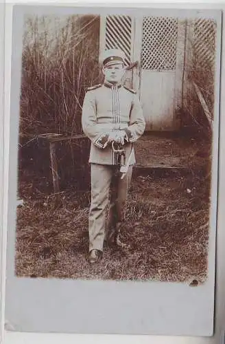 63319 Foto Ak Soldat mit Offiziersdegen Sachsen um 1915