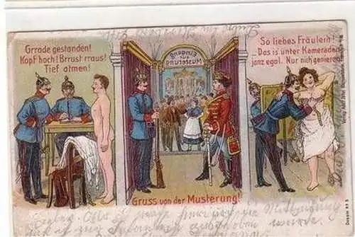 47847 Humor Ak Gruß von der Musterung 1905