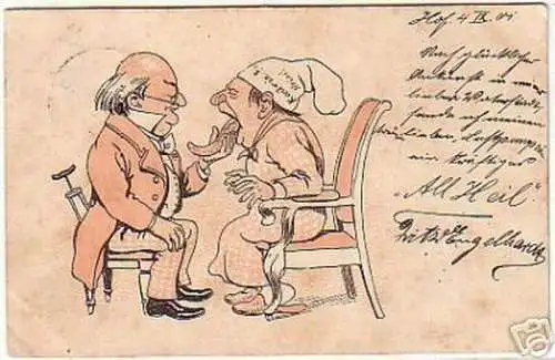 16074 Humor Ak Arzt und Patient 1901