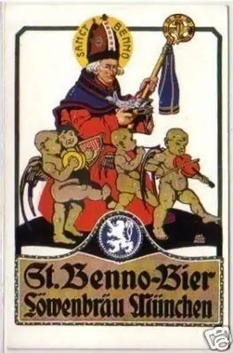 20116 Reklame Ak St. Benno Bier Löwenbräu München 1920