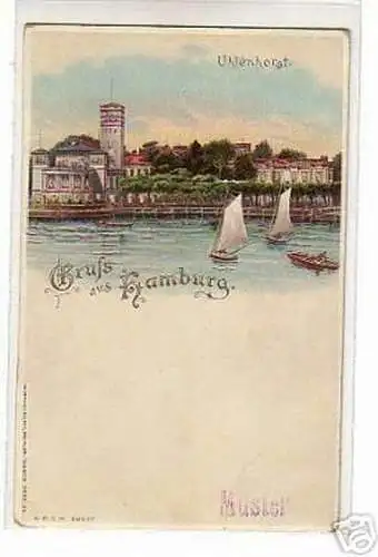 02208 Ak Lithographie Gruss aus Hamburg Uhlenhorst1900