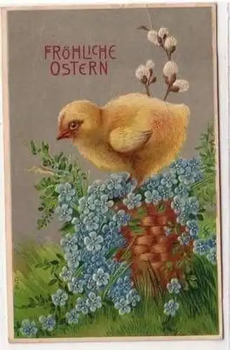 50729 Oster Präge Ak Küken und Vergissmeinnicht um 1905