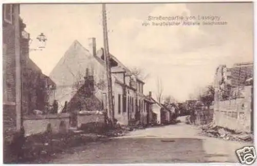 25325 Ak Straßenpartie von Lassigny im 1. Weltkrieg 1915