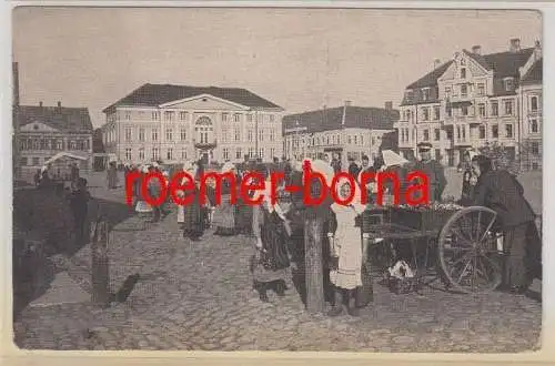 78363 Feldpost Ak Mitau Jelgava Marktplatz mit Kurlandhotel 1916