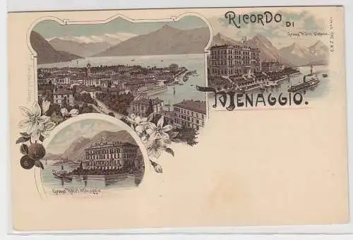 68666 Ak Lithographie Ricordo di Menaggio um 1900