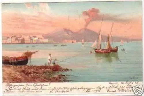 20786 Ak Lithographie Napoli mit Vesuv 1903