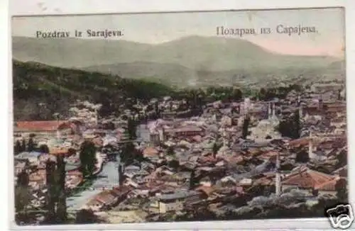 30517 Ak Grüße aus Sarajewo Bosnien Totalansicht 1907