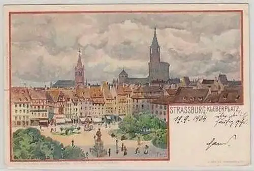 50800 Ak Lithographie Strassburg Kleberplatz 1904