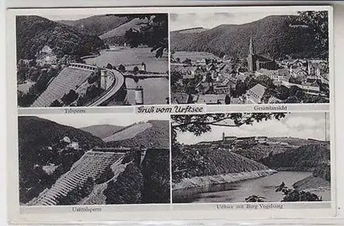 65266 Mehrbild Ak Gruß vom Urftsee Talsperre, Gesamtansicht usw. 1938