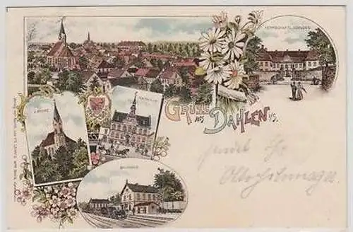 44326 Ak Lithographie Gruß aus Dahlen in Sa. 1900