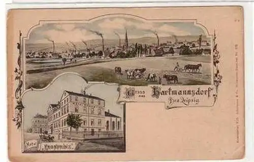 57411 Mehrbild Ak Gruß aus Hartmannsdorf Hotel "Kronprinz" um 1900