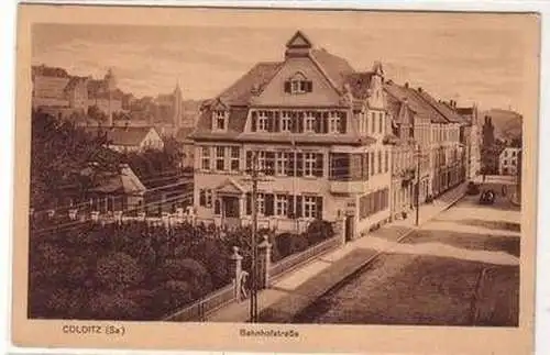 56775 Ak Colditz in Sachsen Bahnhofstrasse um 1930