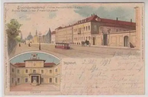 49439 Ak Lithographie Dresden Stadtkrankenhaus 1901