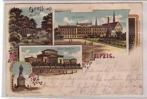 24/27 Ak Lithografie Gruss aus Leipzig um 1900