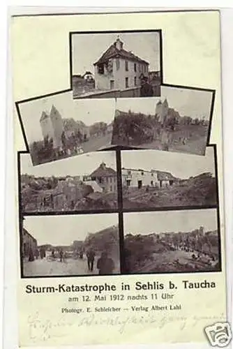 23188 Ak Sturm Katastrophe in Sehlis bei Taucha 1912