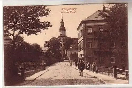 23270 Feldpost Ak Königsbrück Dresdner Strasse mit Reiter 1918