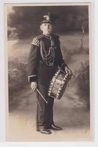 32265 Foto Ak Pulsnitz Sächsischer Jäger mit Uniform und Trommel 1929