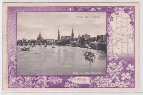 36161 Ak Gruss aus Dresden Blick von der Marienbrücke Totalansicht 1900