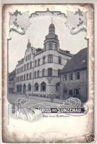 13710 Ak Gruss aus Lunzenau Buchbinderei um 1900