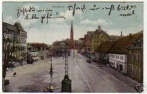 08684 Ak Aue im Erzgebirge Marktplatz 1912