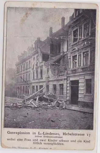 87214 Ak Gasexplosion in Leipzig-Lindenau Hebelstrasse 17 um 1910