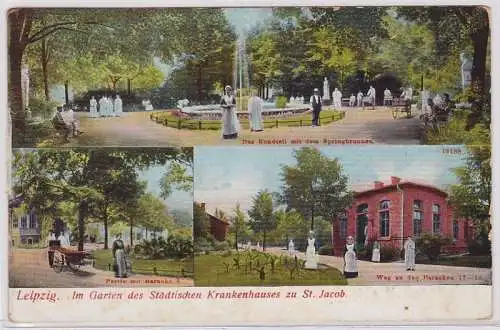 87517 Mehrbild Ak Leipzig Im Garten des Städt. Krankenhauses zu St. Jacob 1911