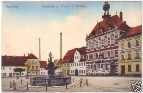 25006 Ak Frohburg Marktplatz mit Brunnen um 1910