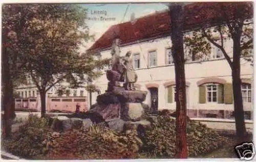 24989 Feldpost Ak Leisnig Heimat Brunnen 1918