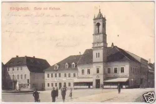 24258 Ak Königsbrück Markt mit Rathaus 1910