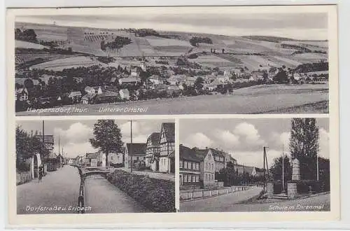 69611 Mehrbild Ak Harpersdorf Thüringen Dorfstraße, Schule mit Ehrenmal 1940