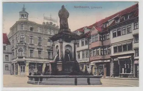 18037 Feldpost Ak Nordhausen Lutherplatz mit Frieurgeschäft 1916