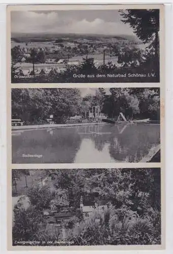 88998 Mehrbild Ak Grüße aus dem Naturbad Schönau im Vogtl. 1943